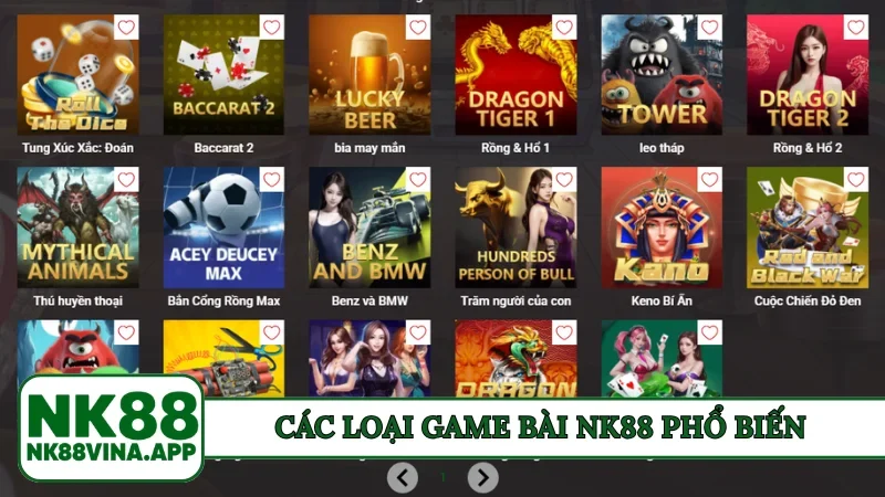 Các loại game bài NK88