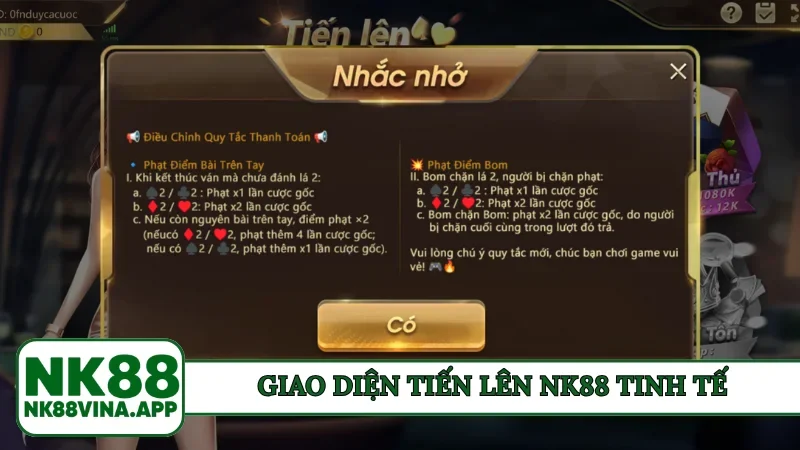 Giao diện Tiến Lên NK88 tinh tế