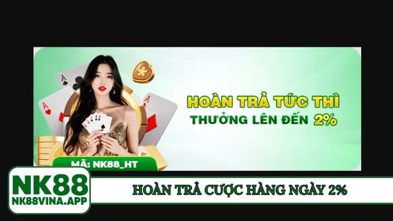 Hoàn trả cược hàng ngày 2%