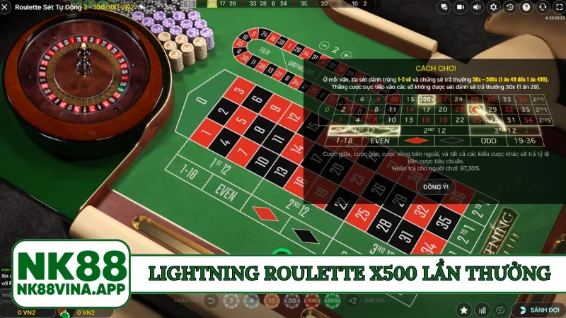 Lightning Roulette x500 lần thưởng