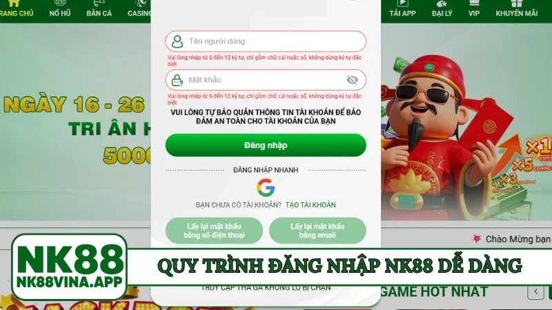 Quy trình đăng nhập NK88 dễ dàng